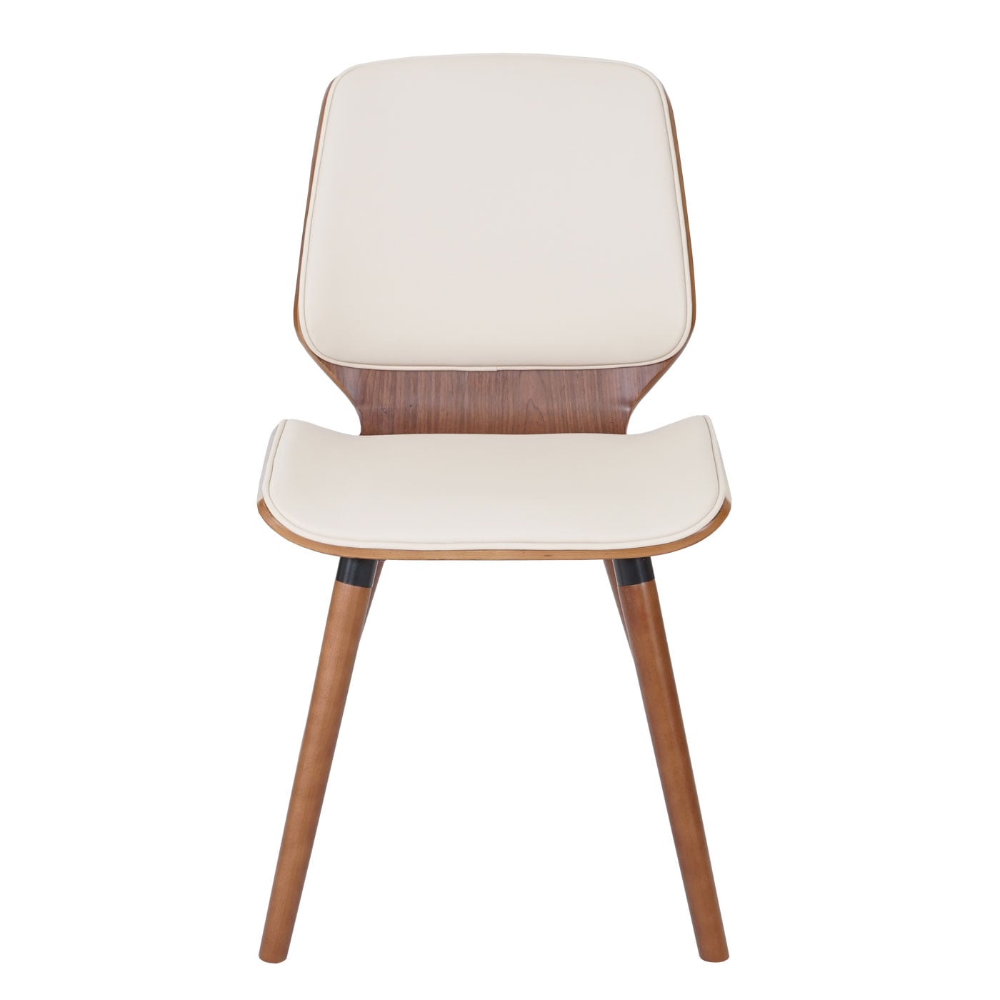 2er-Set Esszimmerstuhl MCW-B16, Holz Bugholz Retro-Design Walnussoptik, MVG-zertifiziert ~ Kunstleder creme