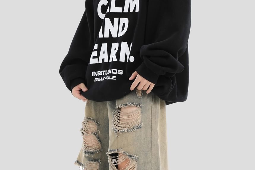 INStudio - Matching Mid Rise Washed Distressed Wide Leg Jeans voor koppels