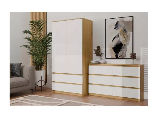 Malwa M6 120 TIROIR CHÊNE ARTISAN BLANC