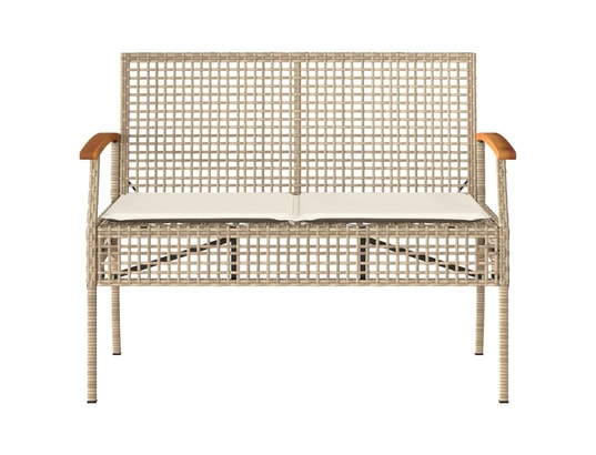 VIDAXL - Banc de jardin avec coussin beige résine tressée et acacia