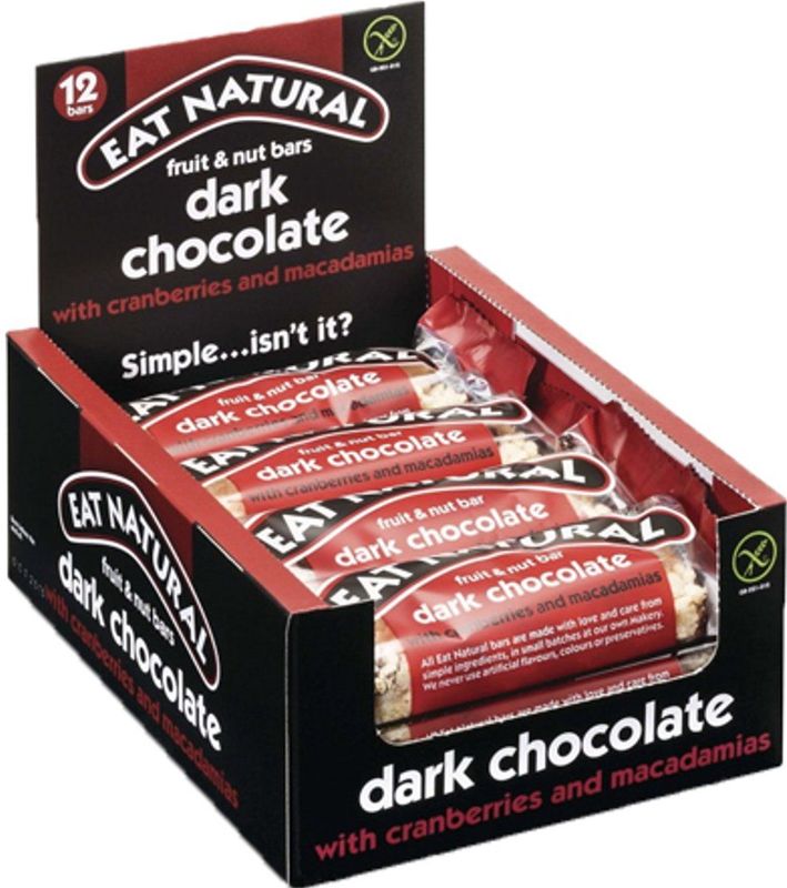 Eat Natural - Fruit Bar - Pure Chocolade - Cranberries & Macadamia Noten - 12 x 45 gr