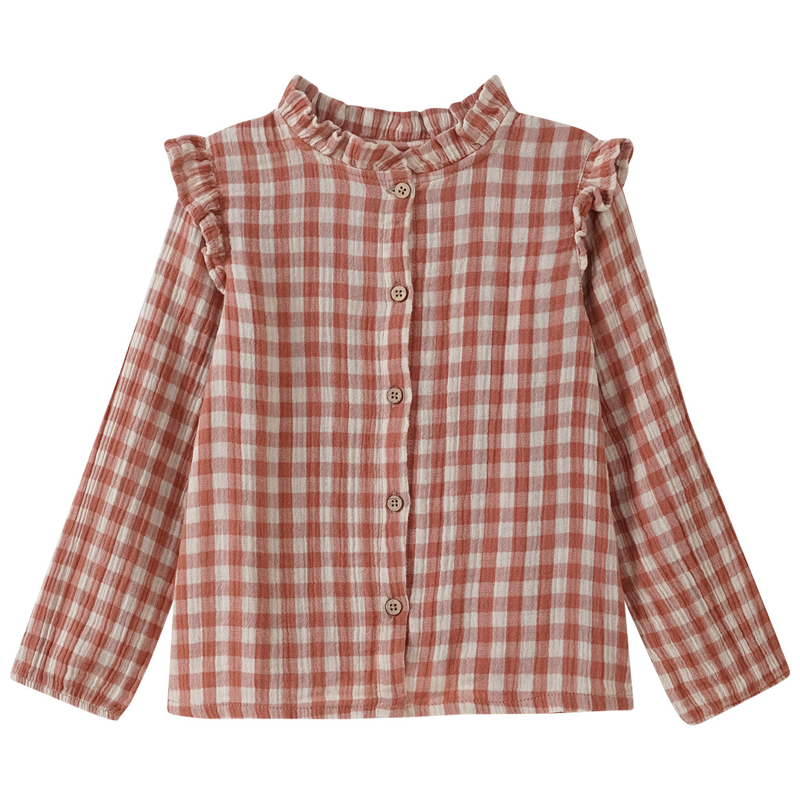 Topolino Pure Collection Mädchen Musselin-Bluse mit Rüschen terracotta / beige
