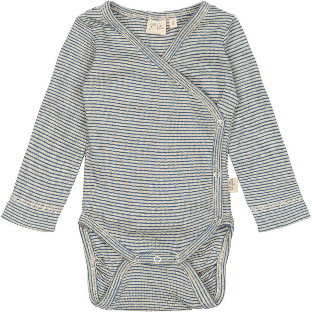 Køb Petit Piao True Navy/Dark Off White PPDian Body L/S Fold Over Stripe NOOS
