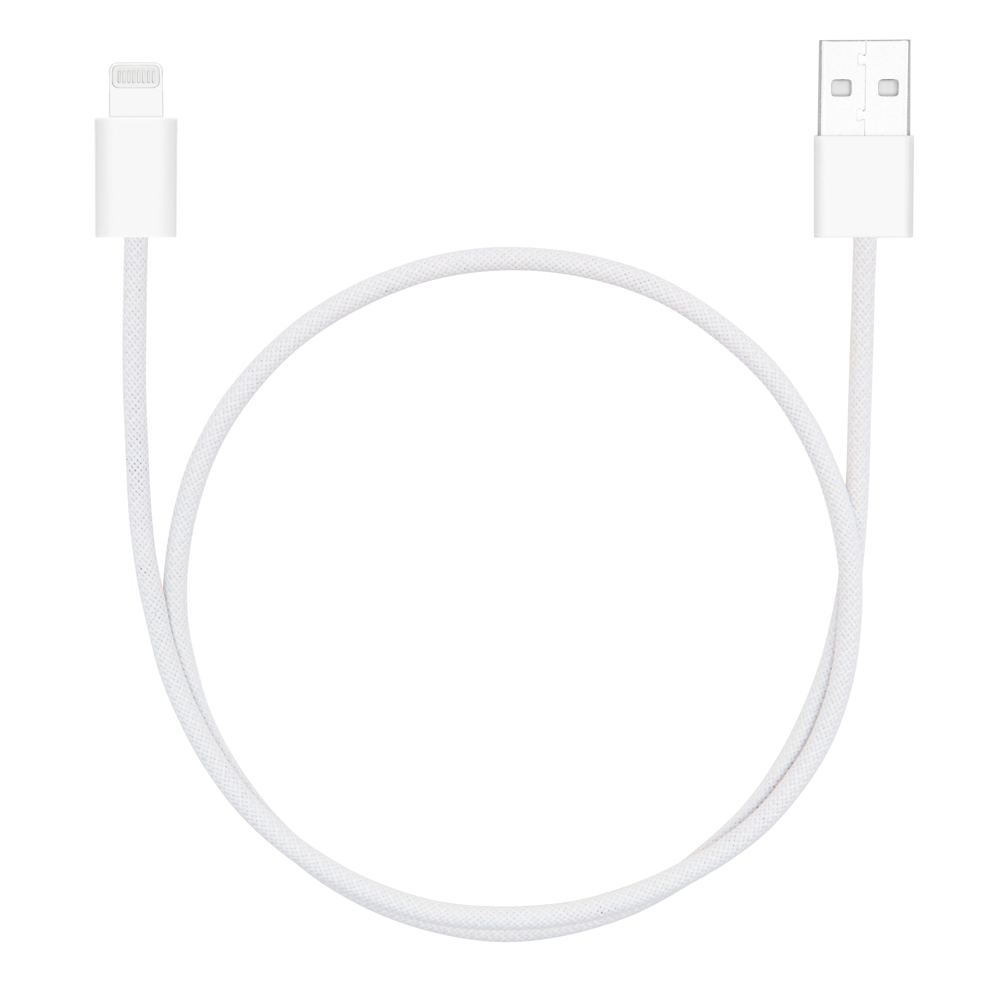 Linocell Flettet USB-A- til Lightning-kabel Hvit 0,5
