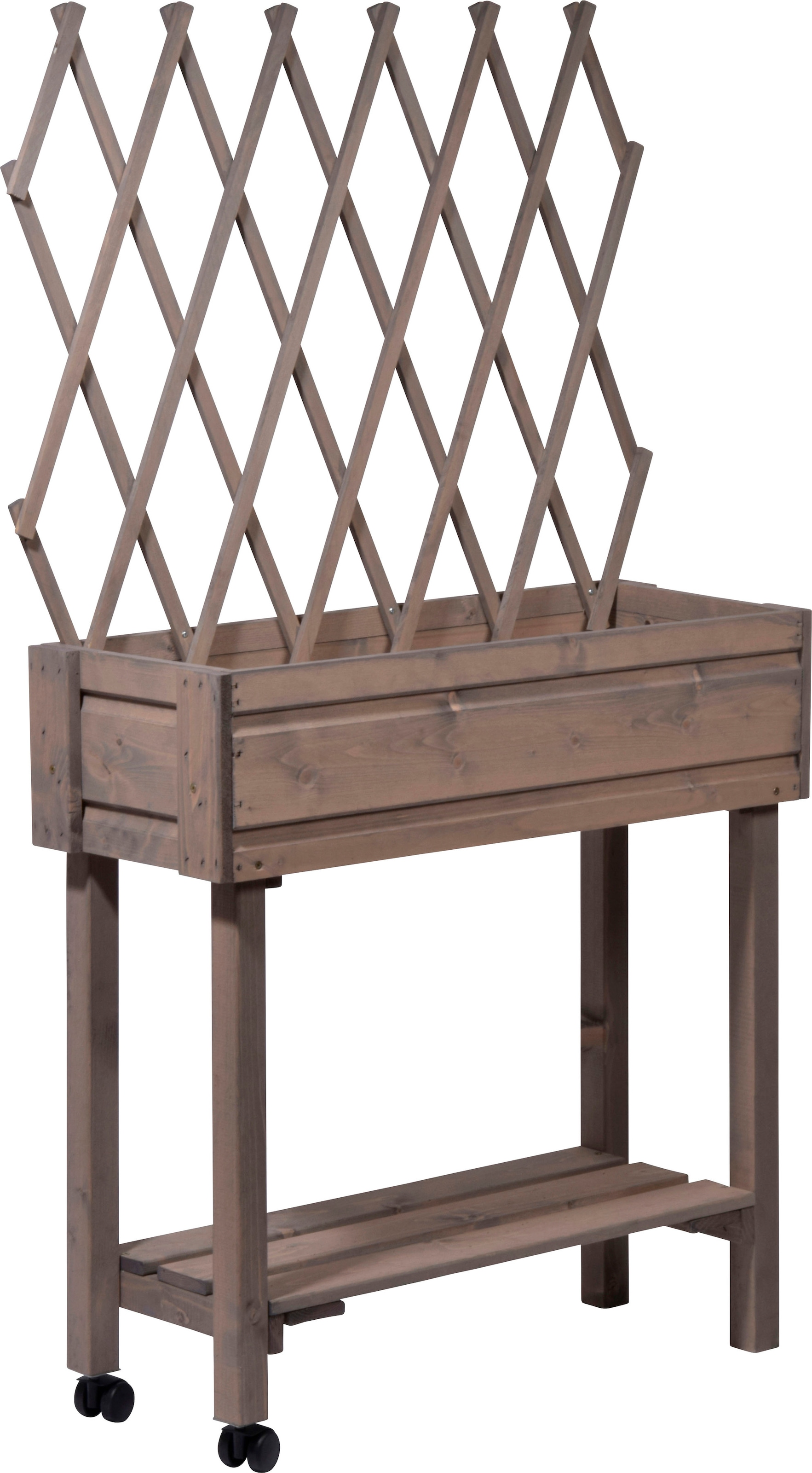dobar Hochbeet rollbar, mit Rankgitter, grau