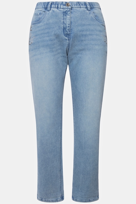 Boyfriend-Jeans, weites Bein, Glitter, Komfortbund