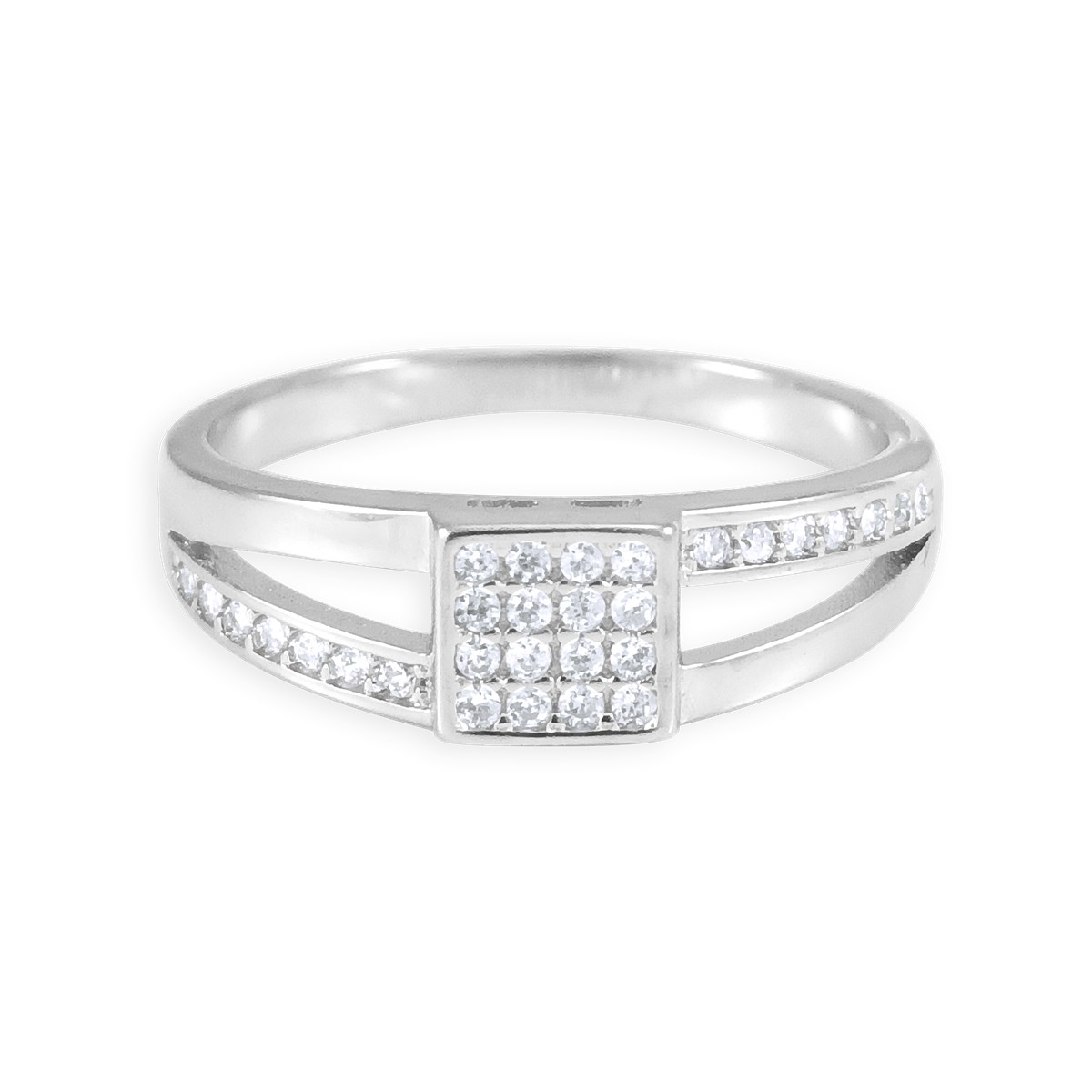 Bague en argent 925 rhodié avec oxydes de zirconium