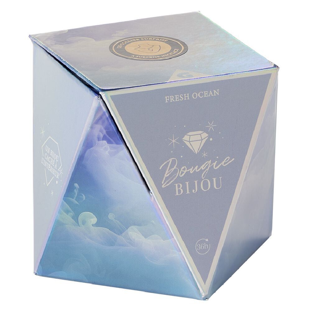 Bougie bijou collier doré senteur air marin 36h