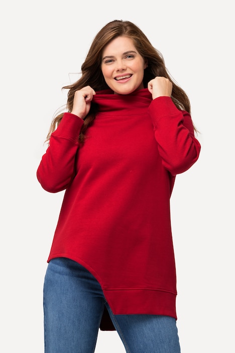 Long-Sweatshirt, Cut-Out, Stehkragen, Langarm, Biobaumwolle