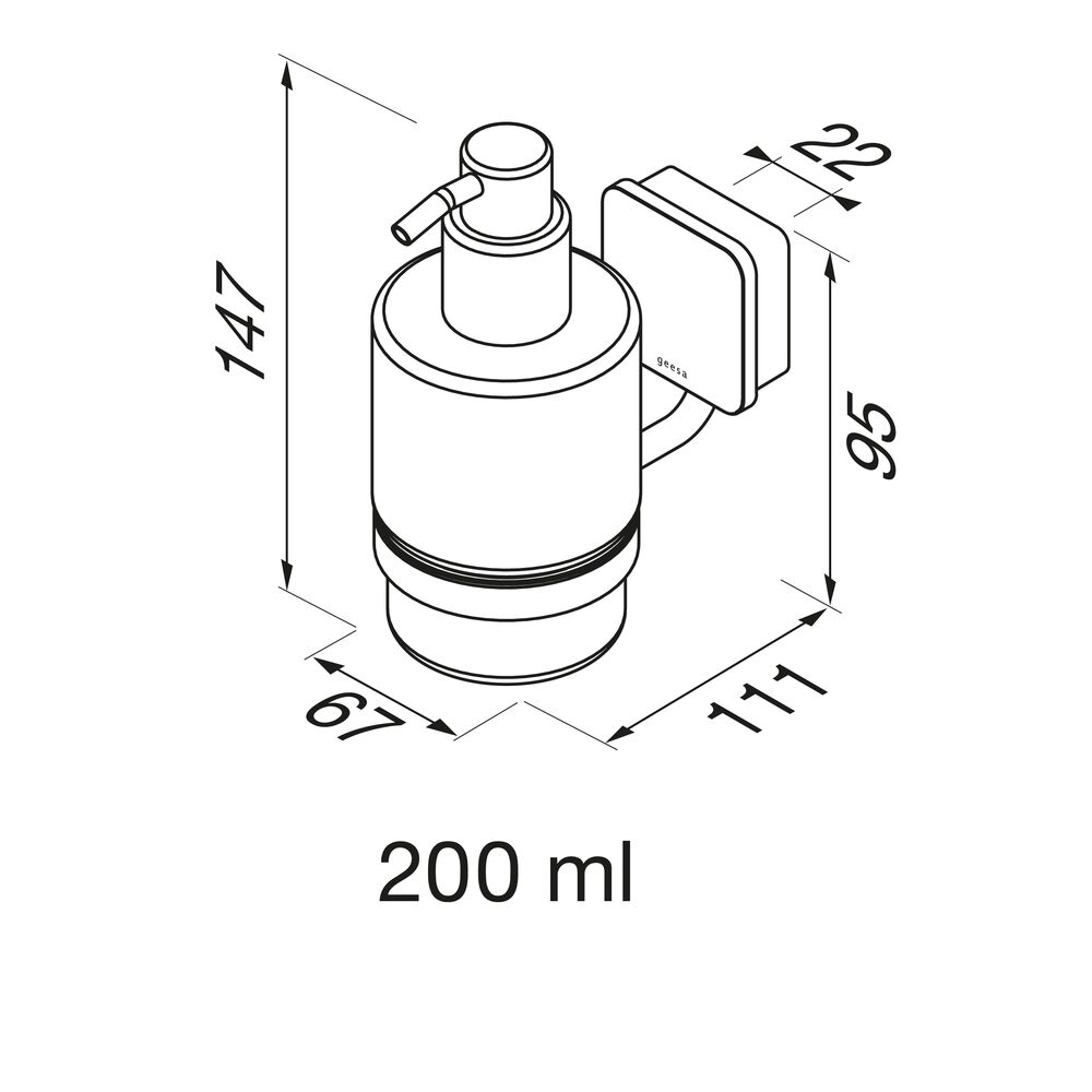 Geesa Topaz zeepdispenser 200 ml zwart