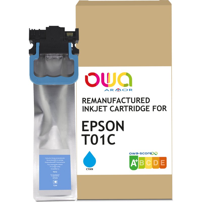 Cartouche d'encre remanufacturée OWA - standard - Cyan - pour EPSON C13T01C200