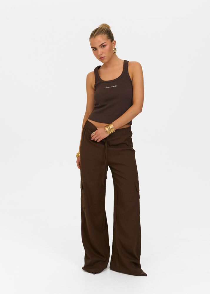 Luna cargo broek choco bruin
