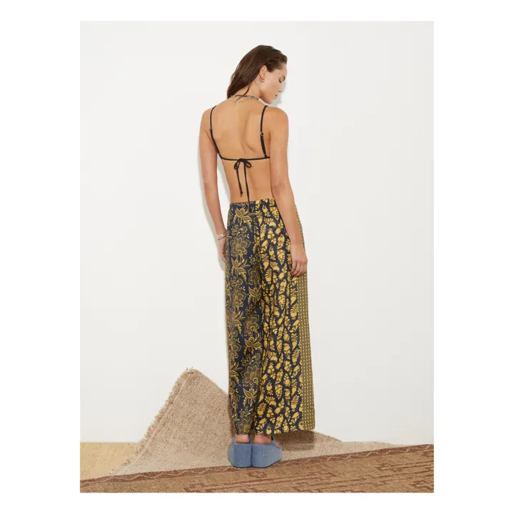 Boteh Pantalon Large Florimonde Patchwork | Bleu foncé