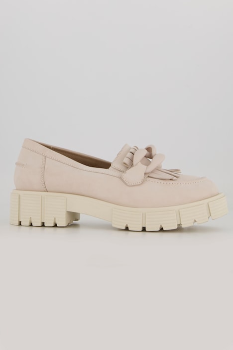 Caprice Leder-Loafer, Zierkette, Fransen, Komfortweite