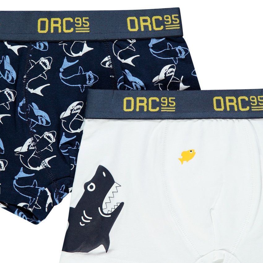 Lot de 2 boxers print requin - Blanc