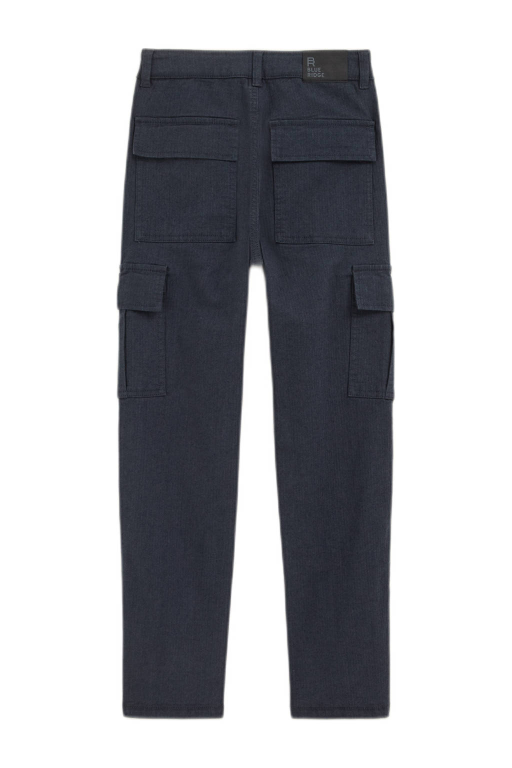 WE Fashion straight fit cargobroek donkerblauw