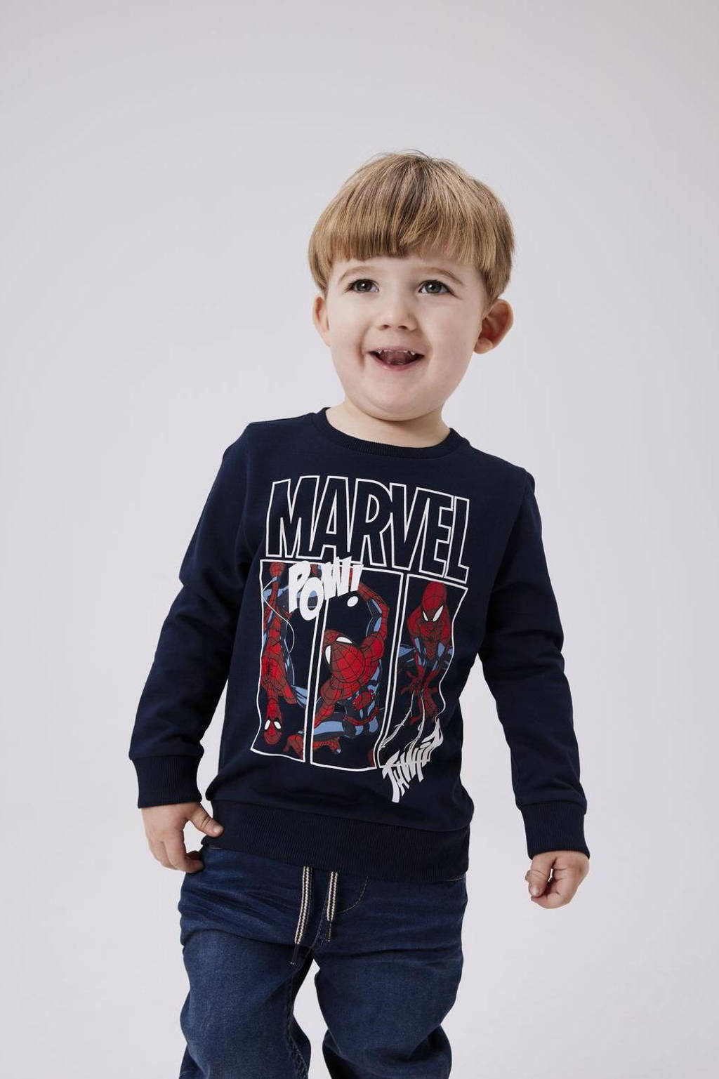 NAME IT Marvel sweater NMMJESSIE donkerblauw/rood