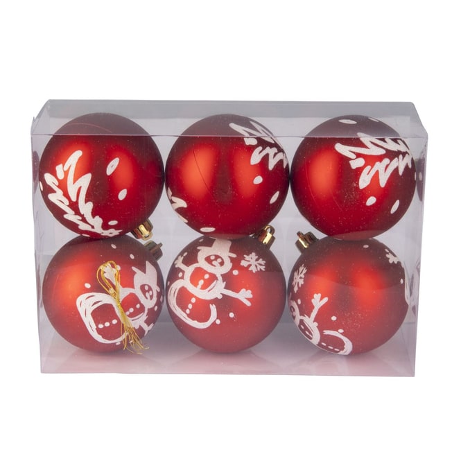 Christbaumkugeln Schneemann - ca. 8 cm - 6 Stück
