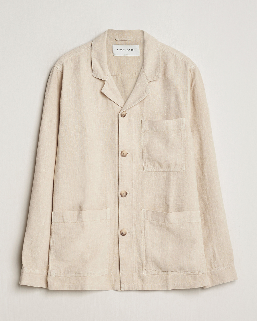 A Day's March Banagher Linen Overshirt Oyster
