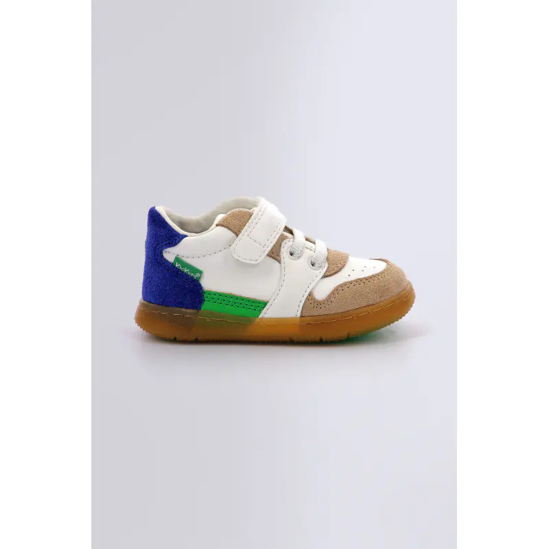 Kickbuvar Beige bleu vert BASKETS BASSES Synthétique Garçon