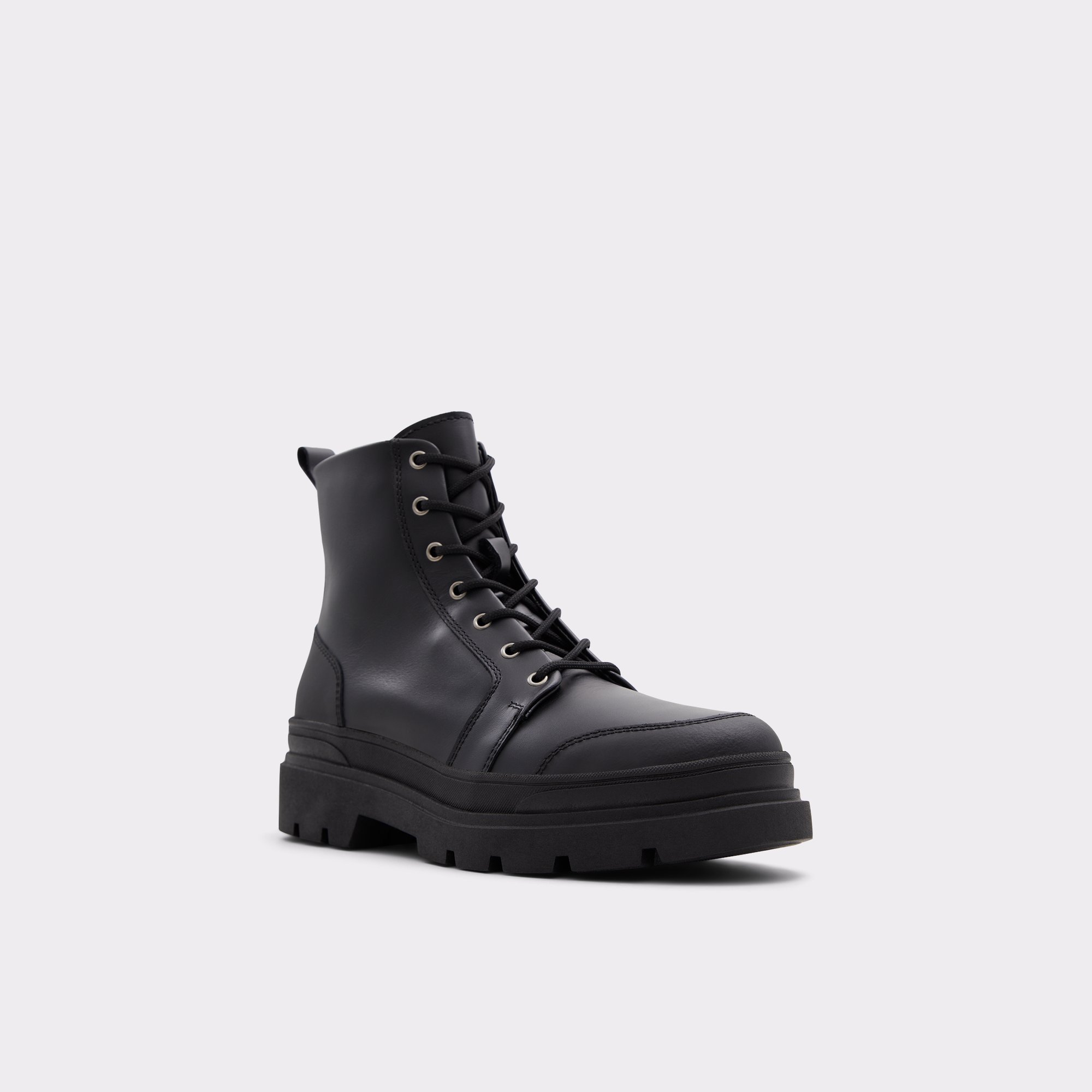 Hairath Black Leather Smooth Men Lace-up boots