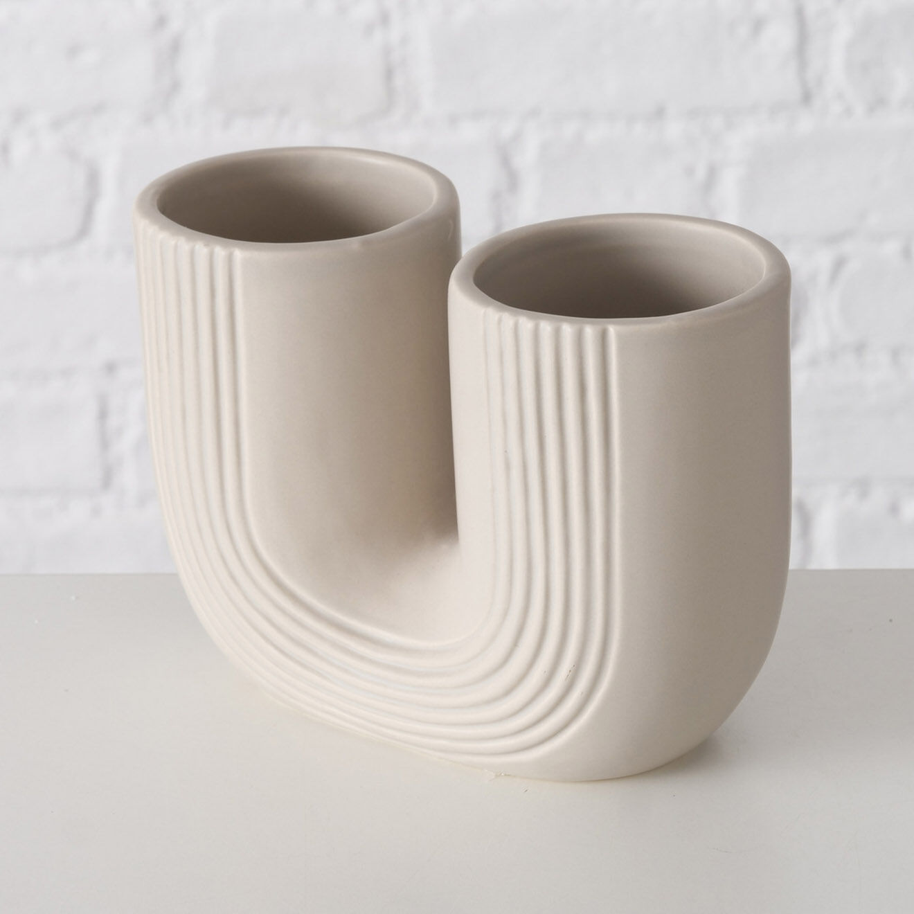 Boltze 2 Vases Filicio beiges - 17x8x16 cm
