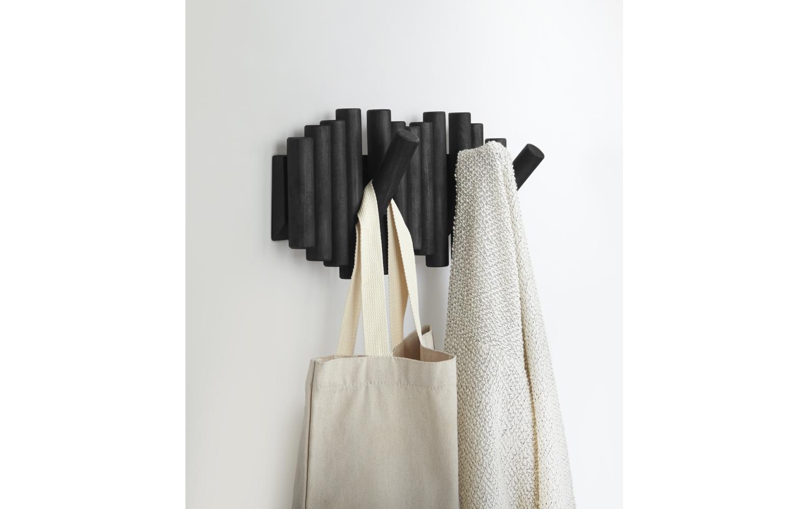 Wandgarderobe Picket 38 cm, SchwarzGarderobenleiste mit 5 Haken