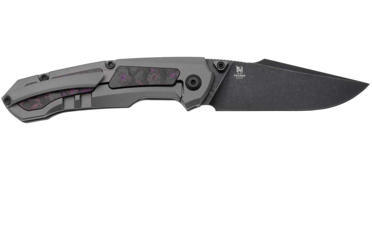 Kizer Feweed KI3694A1 Blackwashed CPM S35VN, Titanium Purple Haze Fat Carbon Inlay, zakmes