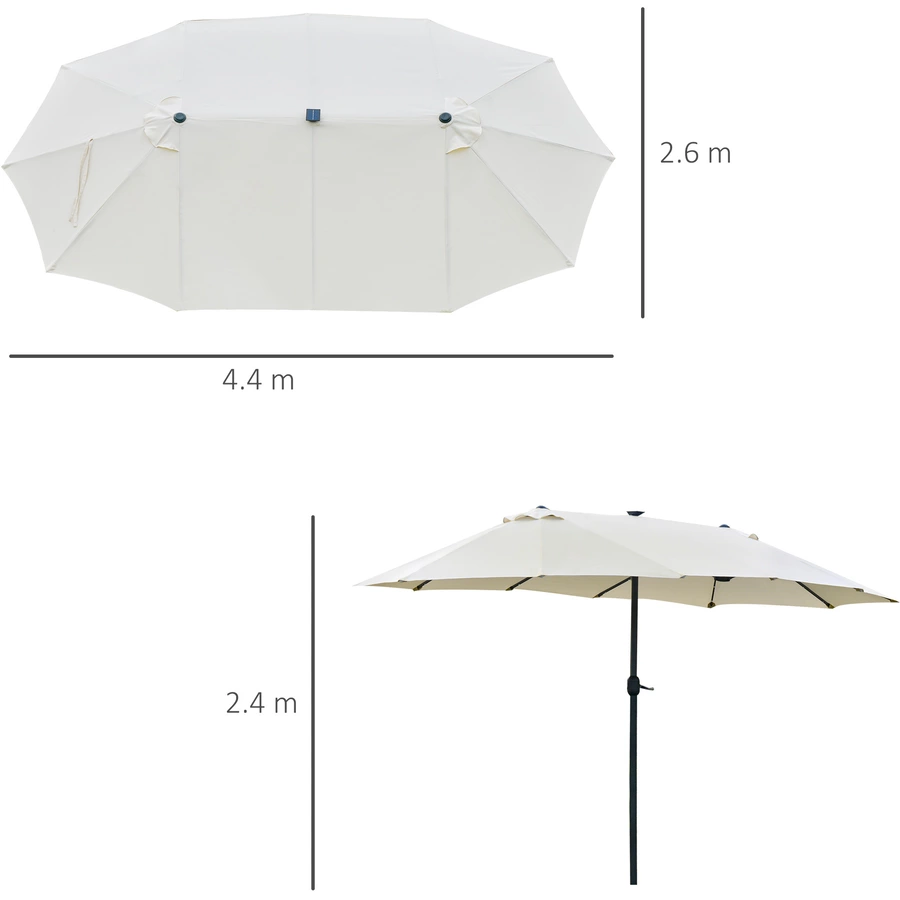 Outsunny Sonnenschirm Mit Solar-LED-Leuchte cremeweiß