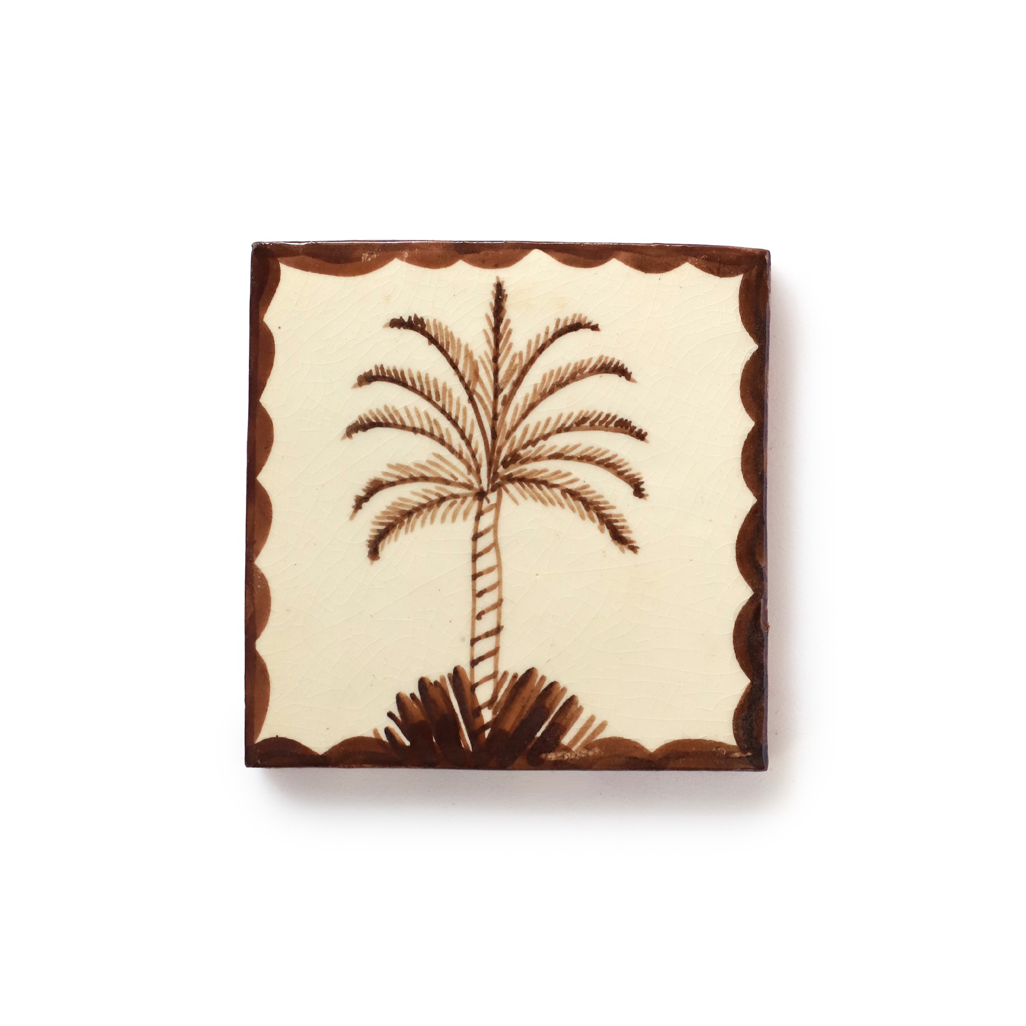 Kachel 'Palmier', creme-braun, H 10 cm, B 10 cm von fischer's lagerhaus