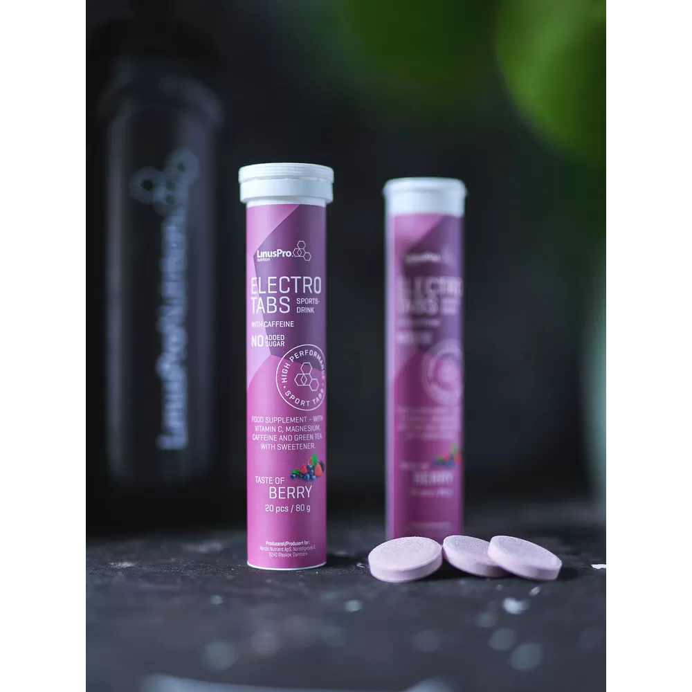 LinusPro Elektrolyt Tabs m. koffein - Berry