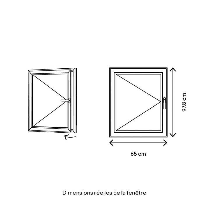 Fenêtre bois 1 vantail GoodHome - l.60 x h.95 cm, tirant gauche