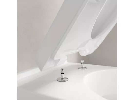 Pack WC sans bride VILLEROY ET BOCH O novo avec abattant frein de chute + bâti Viconnect PRO + plaque noir mat