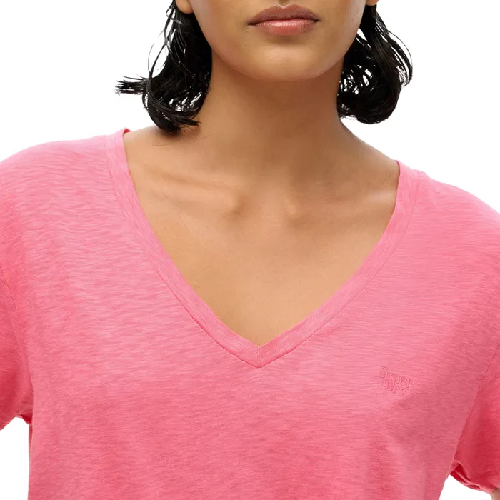 Superdry Slub Embroidered V-Neck Shirt Dames