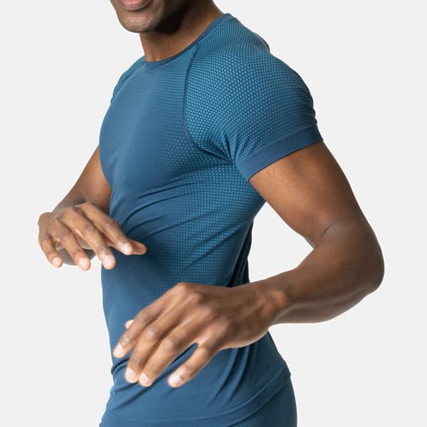 T-shirt running ODLO ML PERFORMANCE LIGHT BLUE WING TEAL - SAXONY BLUE