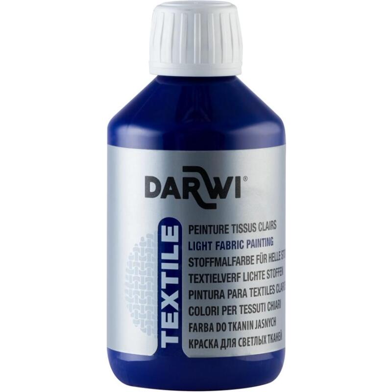 DARWI Flacon de 250 ml de Peinture Textile Opaque - Bleu foncé