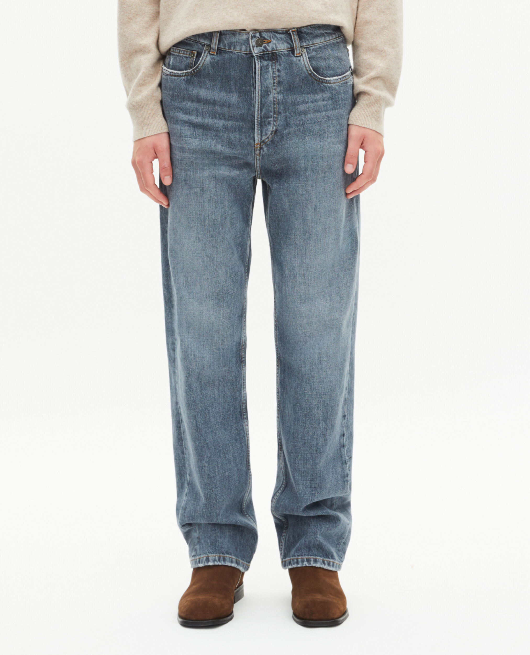 Jean droit bleu gris