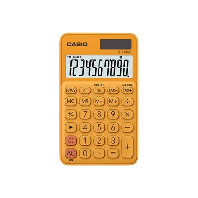 Calculatrice de poche Casio SL-310UC - 10 chiffres - alimentation batterie et solaire - orange