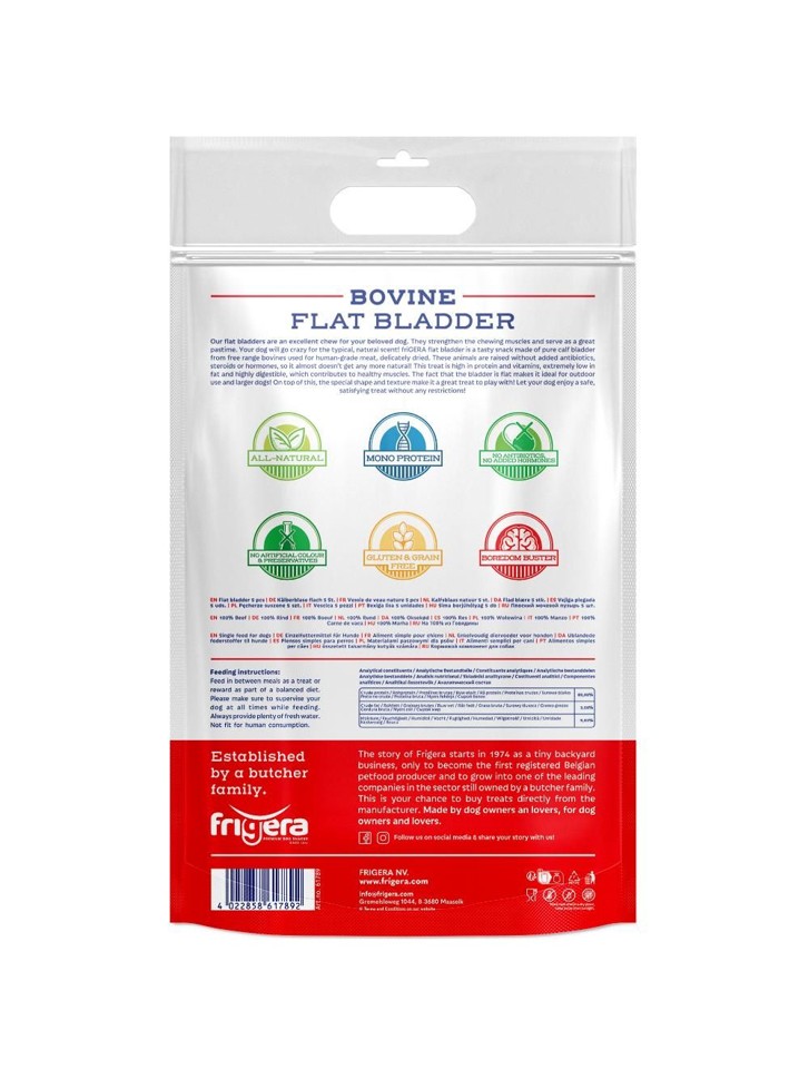 Frigera - BLAND 3 FOR 108 - Natural Dog Chews Okseblære flad 5stk