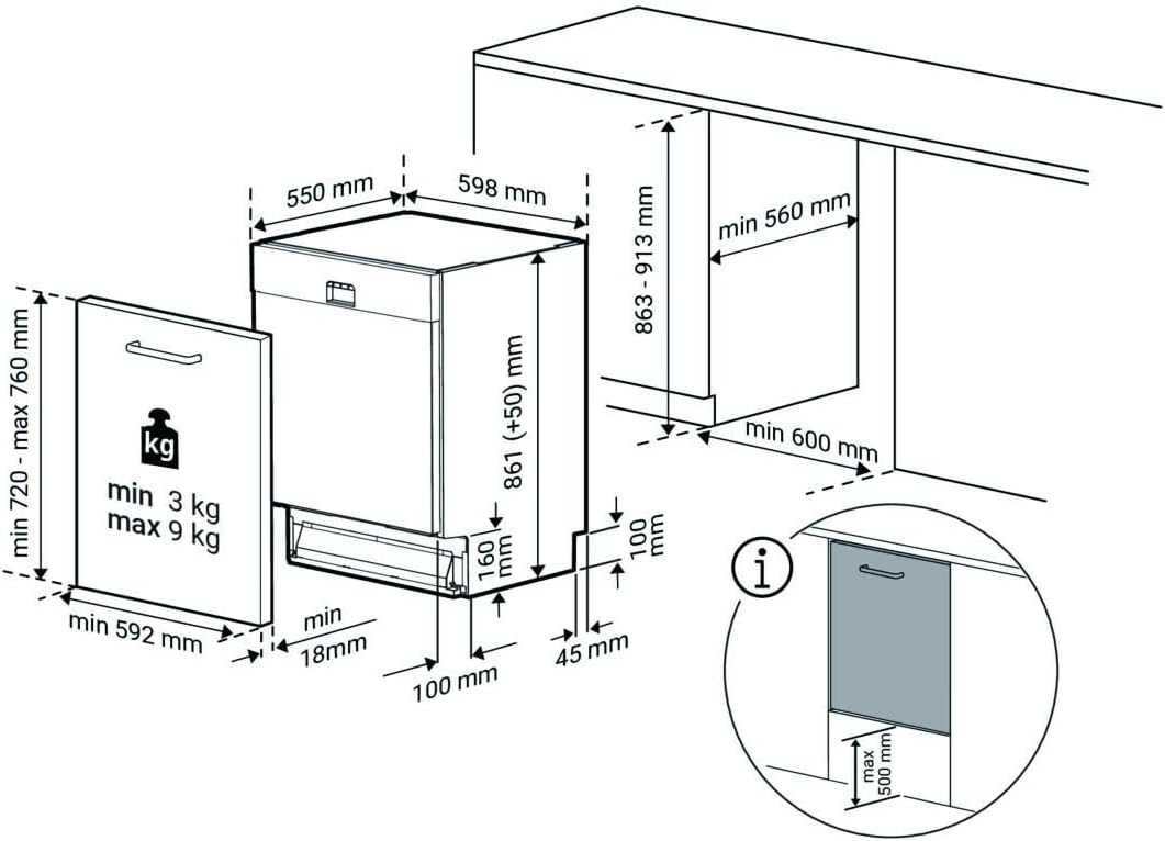 Bauknecht BKR IBXL Vollintegrierbarer XXL-Geschirrspüler 60 cm/Edelstahl/14 Maßgedecke/7 Standardprogramme und 1 Sensorprogramm/SteamShine/HygieneCare/TurboWash/Besteckschublade/Vollwasserschutz
