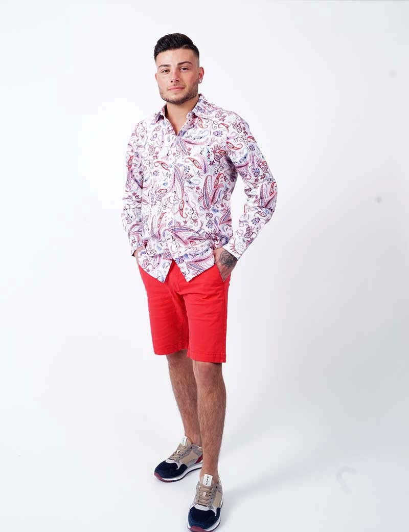 RECYCLED ART WORLD SHORT CHINO STRETCH TRUE ROUGE