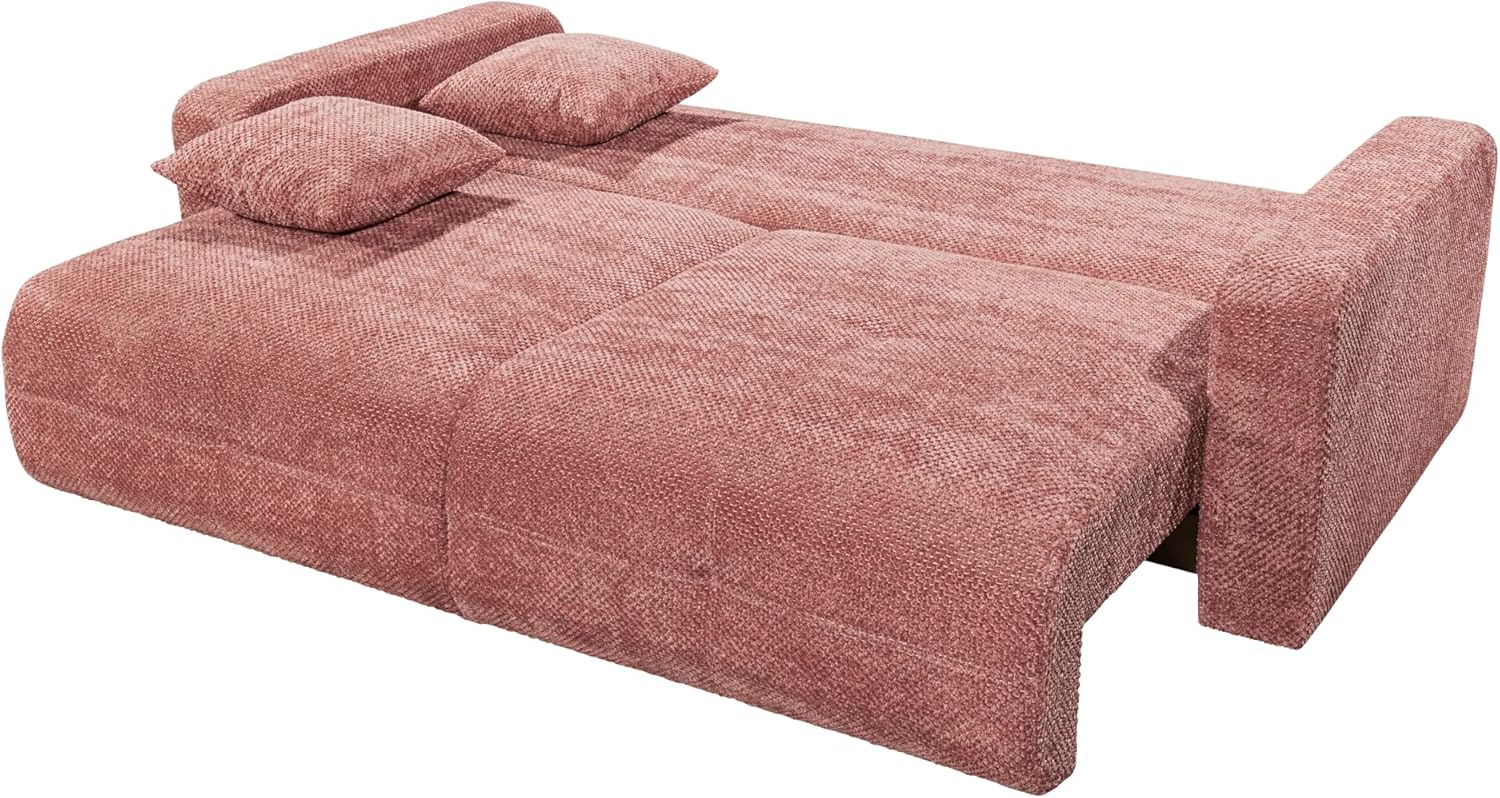 BULLET Bequemes Schlafsofa mit Bettkasten, Stoffbezug Koralle - Klappbares Sofa mit Schlaffunktion - 235 x 88 x 120 cm (B/H/T)