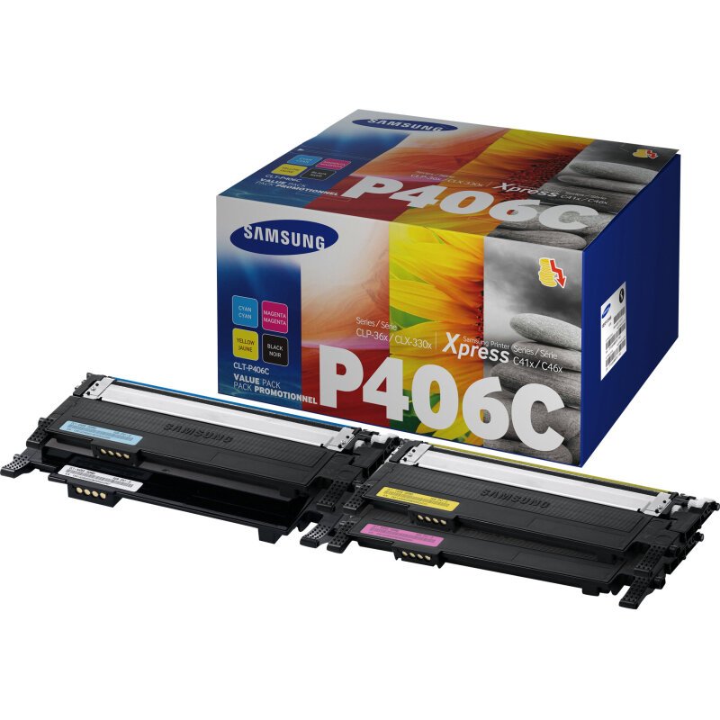 Samsung CLT-P406C Pack de 4 cartouches authentiques de toner cyan/magenta/jaune/noir