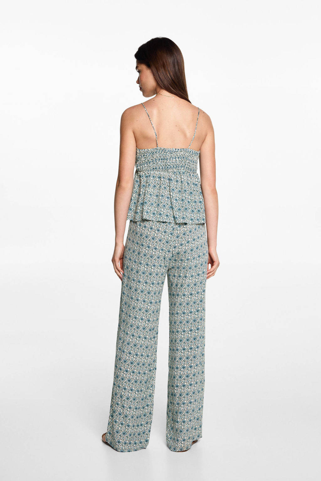 MANGO TEEN broek met all over print lichtbeige