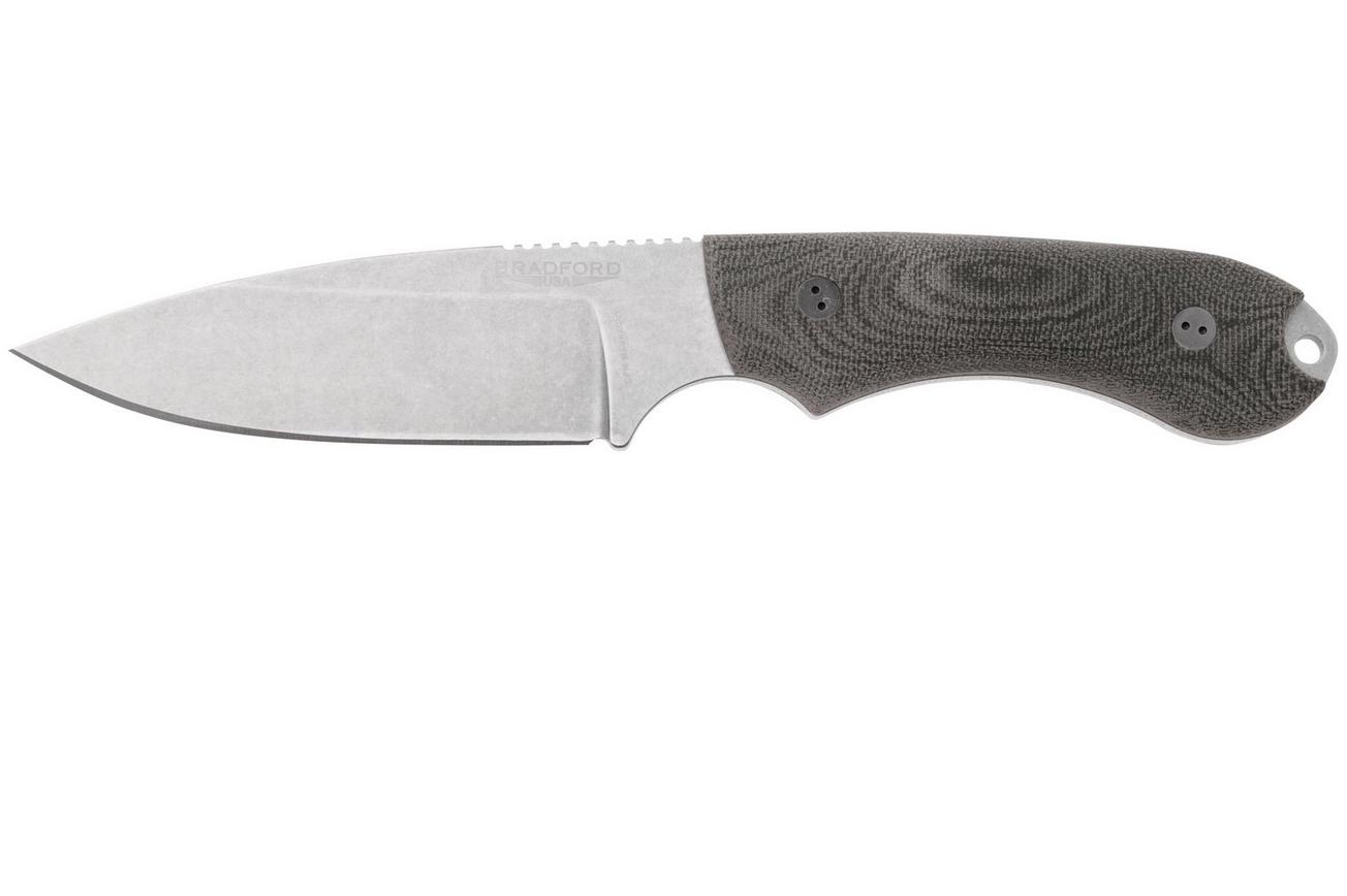 Bradford Knives Guardian 4.2 Black Micarta 3D, CPM-Magnacut, Sabre Grind, Stonewashed Finish, vaststaand mes