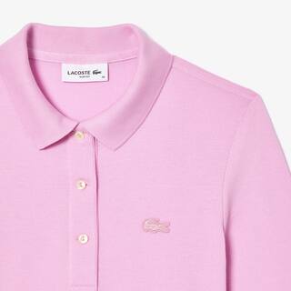 Polo Lacoste slim fit à manches trois-quarts en coton souple Manches Courtes - Rose - Lacoste - Femme
