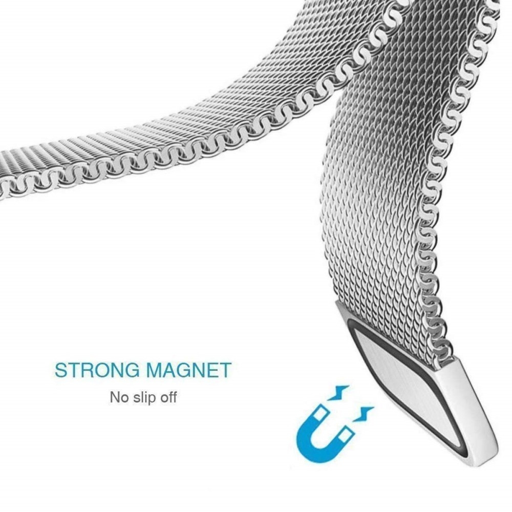 Fitbit Inspire 2 / Inspire HR / Inspire Edelstahl Magnet Armband Milanaise (Gelenkumfang 170-230mm) -  Silber