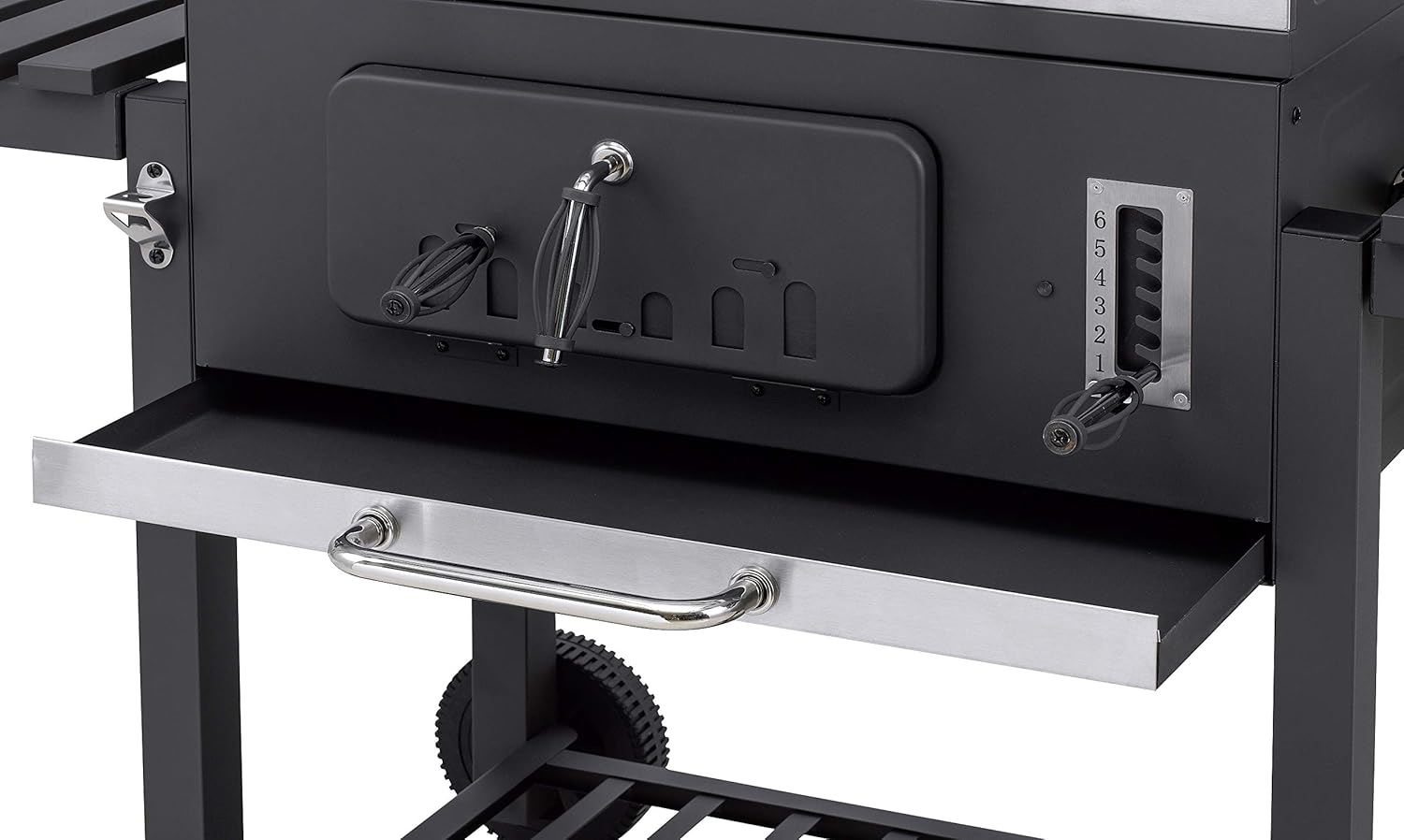 tepro Toronto XXL, Holzkohlegrill/Grillwagen, Grillfläche: ca. 71,5 x 46 cm, Edelstahl-Griff, Thermometer und höhenverstellbarer Kohlebene, Kaminanzug und Kohleklappe, Maße ca. 152 x 73 x 137 cm