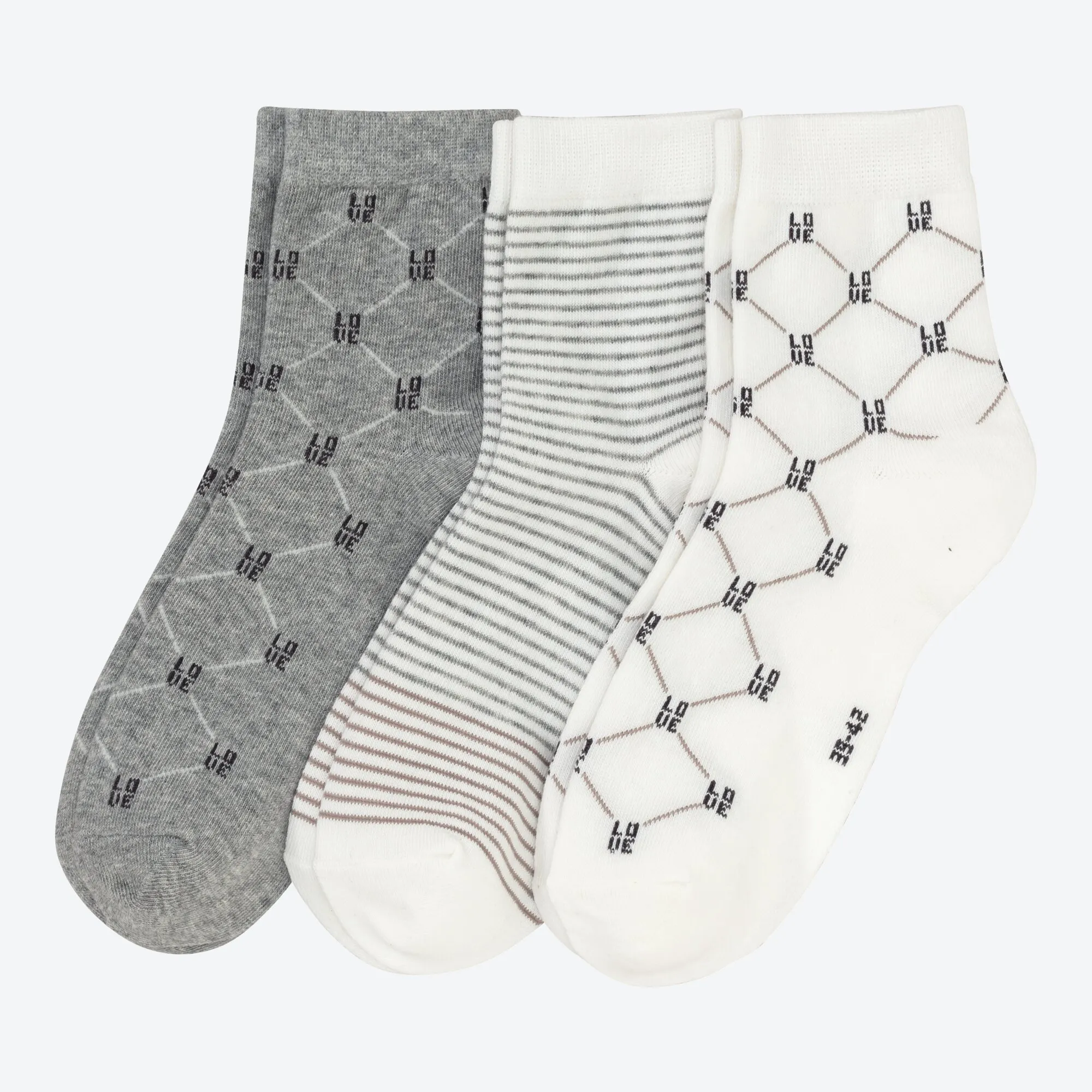 Damen-Kurzschaft-Socken, 3er-Pack