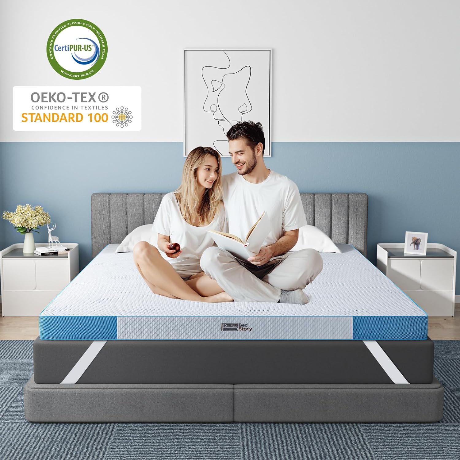 BedStory Gel Topper 180x200cm,10cm Höhe Gelschaum Matratzentopper, H3&H4 Matratzentopper aus Kaltschaumkern,Mattress Topper für Bett Boxspringbett Schlafsofa Wohnwagen, Öko-TEX® Zertifiziert